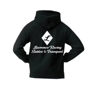 Black Hoodie (back) Lawrence Racing Stables & Transport